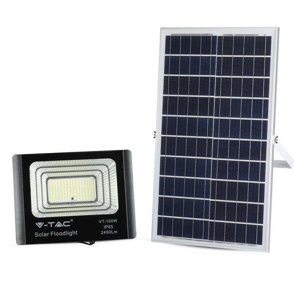 V-TAC Logo Solarstrahler mit Solarpanel
