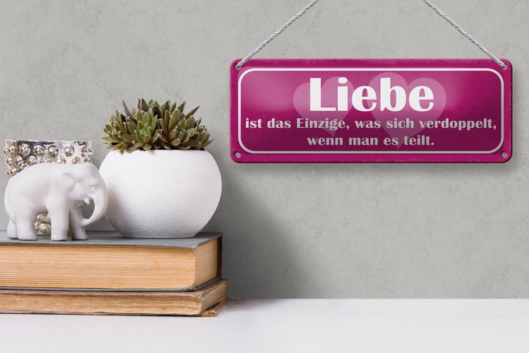 Blechschild Spruch 27x10cm Liebe ist das Einzige was sich verdoppelt