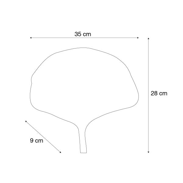 Abmessungen eines Deko-Pilzes: 35 cm breit, 28 cm hoch, Stiel 9 cm