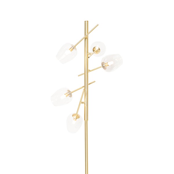 Stehlampe mit fünf Leuchten und Glaslampenschirmen