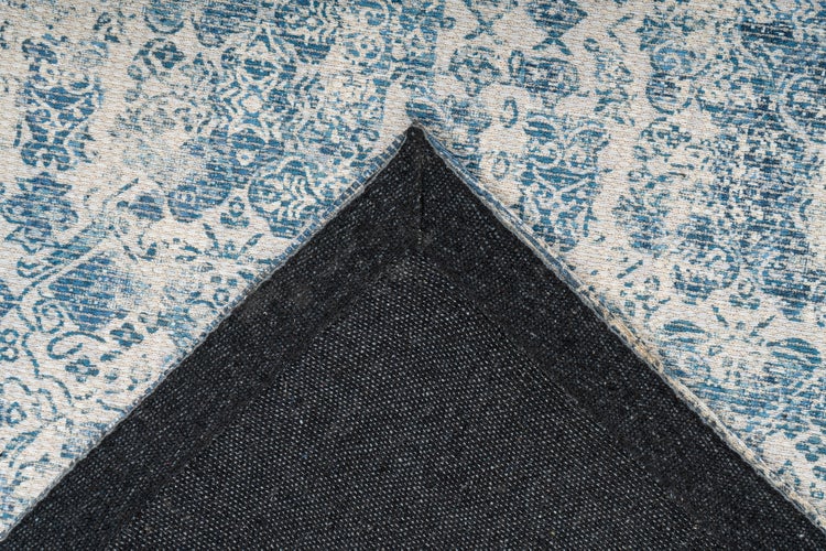 Kurzflor Teppich Florent Blau Vintage, Used-Look 80 x 150 cm