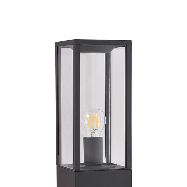 Lindby Außenleuchte Peldar (spritzwassergeschützt (Modern) in Schwarz aus Aluminium (1 flammig, E27) - Wegeleuchte Pollerleuchte Wegelampe Sockelleuchte