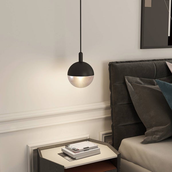 Lucande Pendelleuchte Dustian (Design, Modern) in Schwarz aus Glas (1 flammig E27) - Design-Hängeleuchte Esstischlampe Hängelampe Hängeleuchte Wohnzimmerleuchte