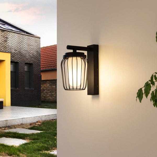 Lucande Wandleuchte außen Chandan (spritzwassergeschützt (Modern) in Schwarz aus Aluminium (1 flammig, E27) - Außenwandleuchten Wandlampe Led Außenlampe Outdoor für Außenwand/Hauswand