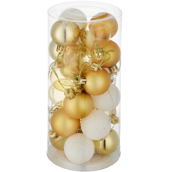 Weihnachtskugeln tectake  24er-Set in Weiß und Gold Durchmesser 4 cm