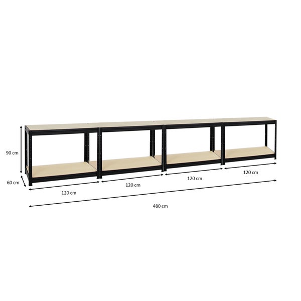 PROREGAL Mega Deal 4x Höhenverstellbare Werkbank Dino HxBxT 90 x 120 x 60 cm Traglast 600 kg Schwarz