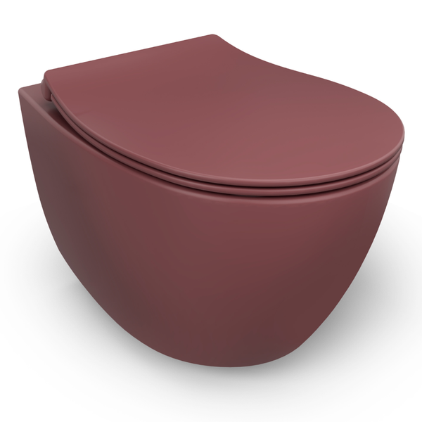 Isvea WC Toilette Badezimmer Wand-WC Bordeauxrot mit Softclose-Sitz