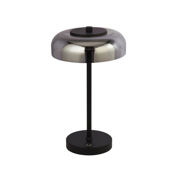 Tischleuchte aus Metall mit rundem Lampenschirm
