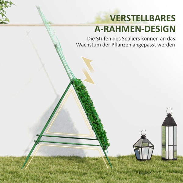 Outsunny Rankgitter aus Stahl zum Stecken rostfrei Rankhilfe in A-Form für Kletterpflanzen Spalier 101x133x227 cm Garten Spalier Pflanzenspalier für Gemüse Blumen Kletterpflanzen Grün