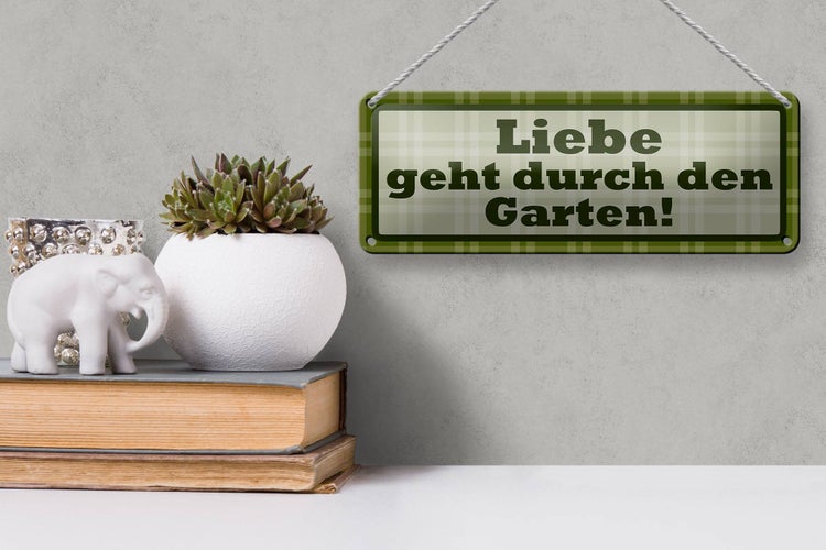 Blechschild Spruch 27x10cm Liebe geht durch den Garten Dekoration