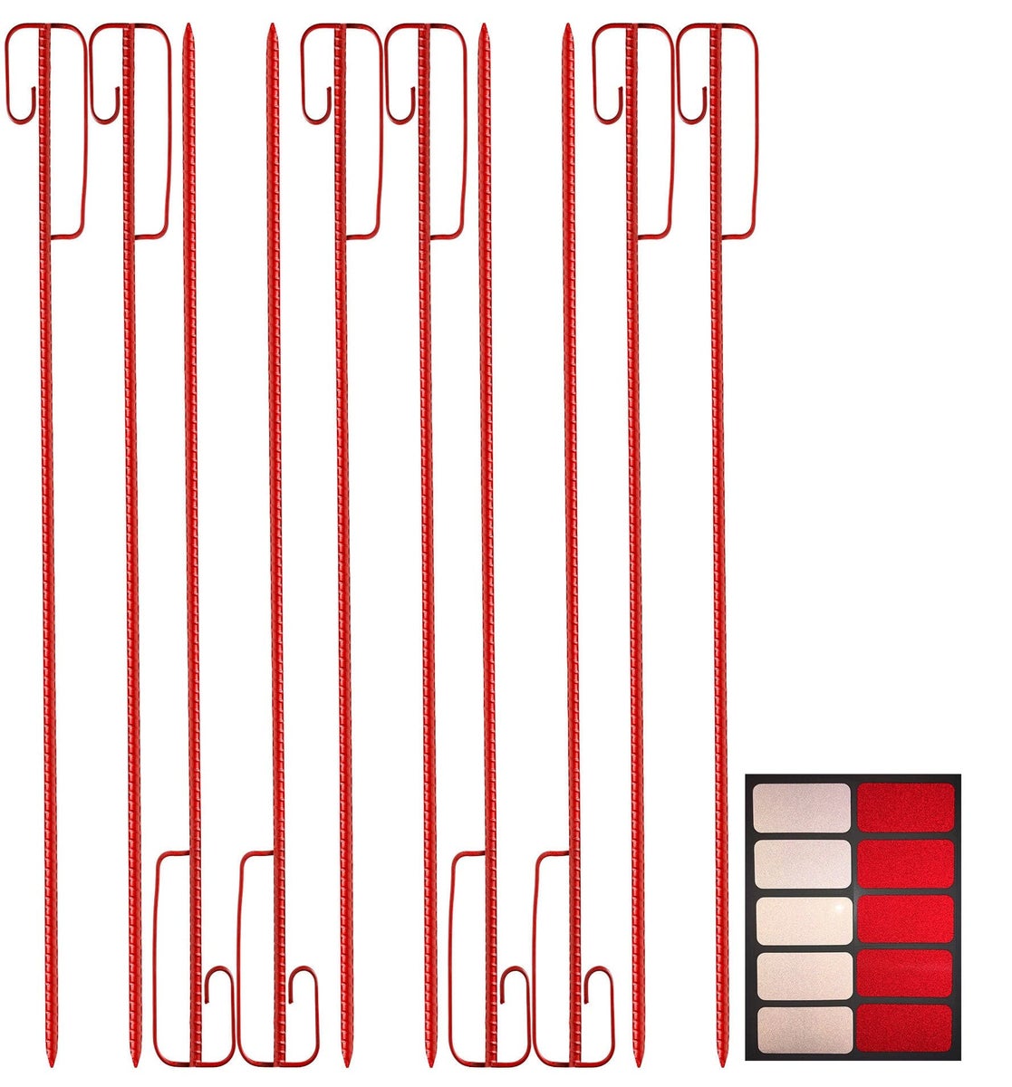 Absperrleinenhalter rot 1200 mm lang + 10 Reflexsticker / Reflexfolie rot/weiß