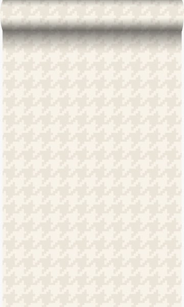 Origin Wallcoverings Tapete Hahnentritt-Muster Weiß und Silber - 53 cm x 10.05 m - 346842