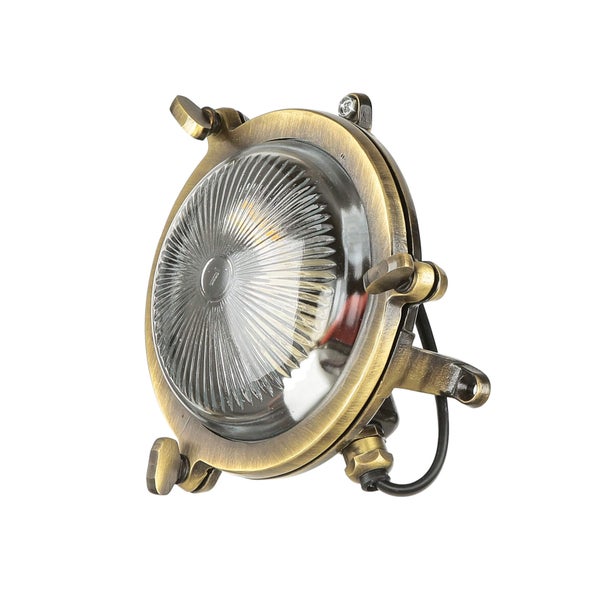 Runde Wandleuchte mit geriffeltem Glas und Metallgehäuse