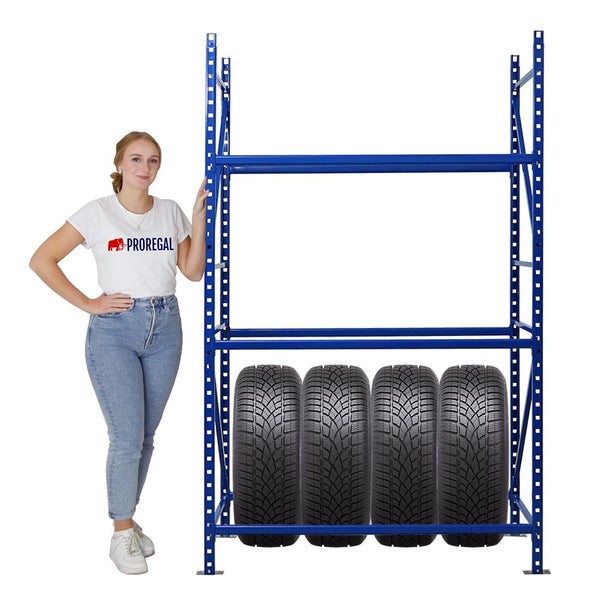 PROREGAL Reifenregal Maximus HxBxT 200 x 125 x 50 cm 3 Ebenen 130 kg Fachlast Bis Zu 15 Reifen Lichtblau