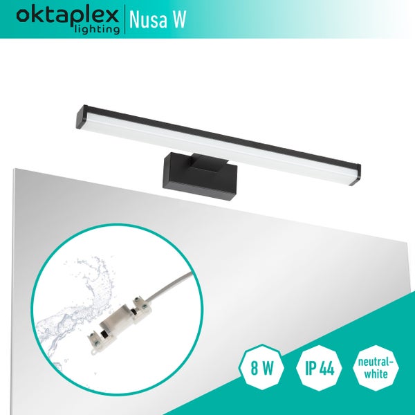 LED Spiegelleuchte 4000K Wandmontage Schwarz 8W 570lm Minimalistisch Badlampe 40cm Neutralweiß Badezimmerlampe Schminklicht