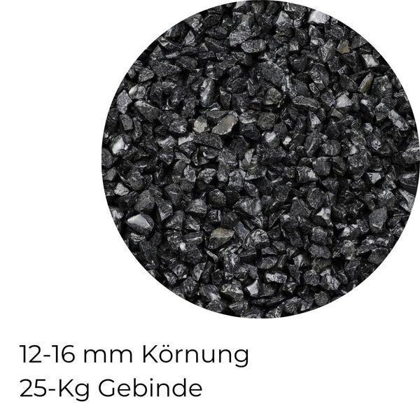 Kieselsteine Garten Zierkies 12-16 mm 25 kg Aquarium Kies Nero Ebano Schwarz Marmorkies Dekostein Gabion Steinteppich Zierstein Schwarz