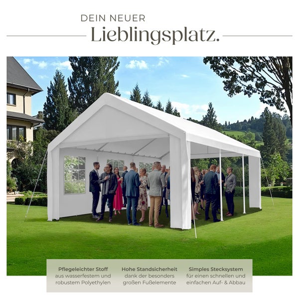 Pavillon tectake Jasko inklusive Spannseilen und Heringen 6 x 4 m weiß