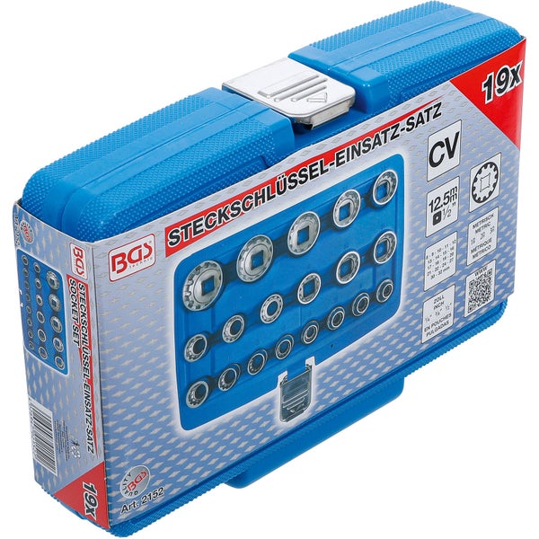 BGS Steckschlüssel-Einsatz-Satz Gear Lock Antrieb Innenvierkant 12,5 mm (1/2) 19tlg. - 2152