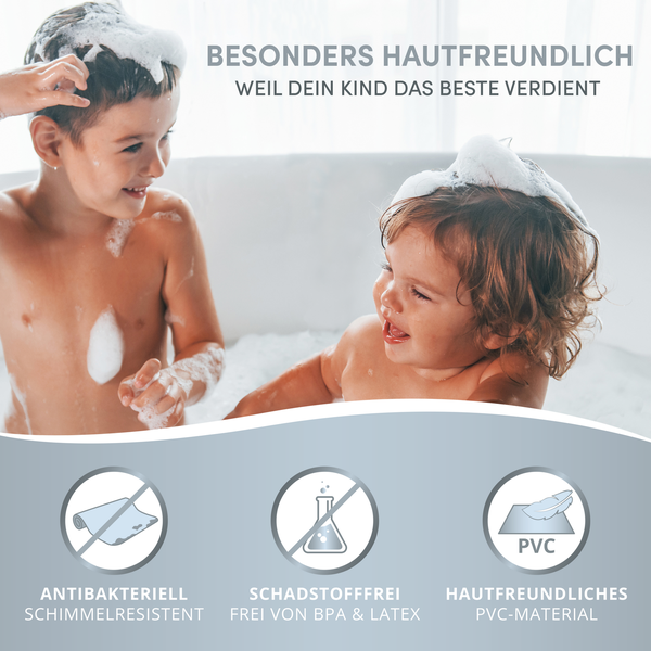 avakido® Badewannenmatte Kinder rutschfest - Inklusive 2 Haken zum Aufhängen - 100% BPA-Frei, Wanneneinlage, Antirutschmatte Badewanne - schimmelresistent & maschinenwaschbar