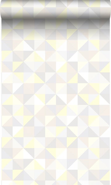 Origin Wallcoverings Tapete Dreiecke Crème-Beige, Hellgrau, Pastellgelb und Hellbeige - 53 cm x 10.05 m - 337210
