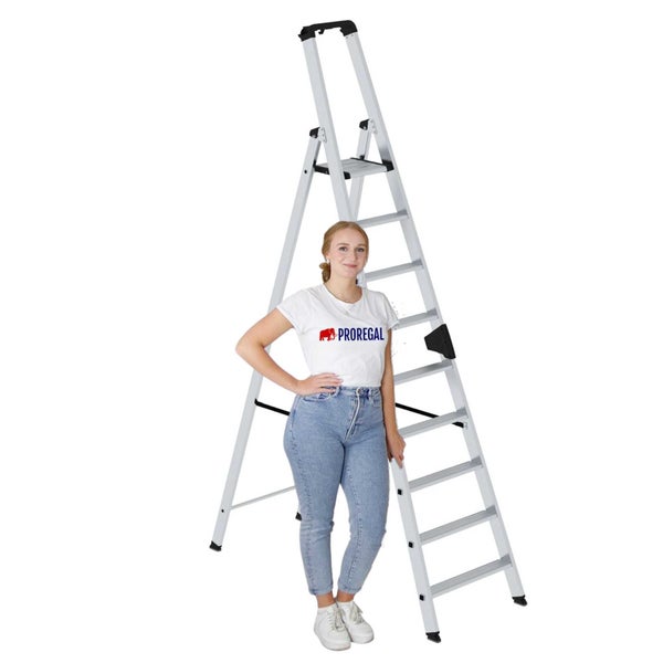 PROREGAL Stufen-Stehleiter Einseitig Begehbar 9 Stufen