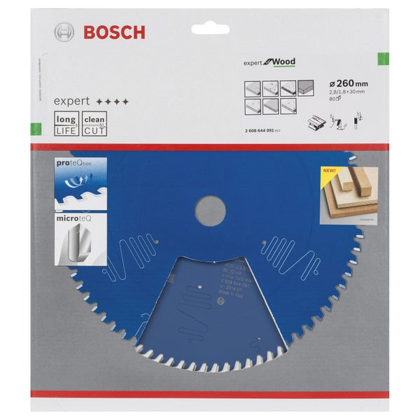 Bosch Kreissägeblatt Expert for Wood für Tischkreissägen 260 x 30 x 2,8 mm 80 - 2608644091