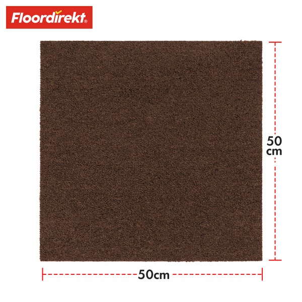 FLOORDIREKT Teppichfliese Moscow - Selbstliegend - 50 x 50 cm - Dunkelbraun
