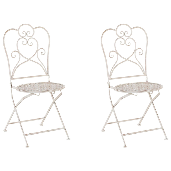 Gartenstuhl 2er Set TRIESTE klappbar Metall Hellbeige