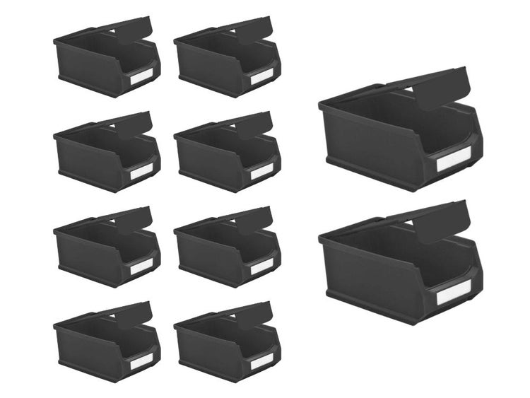 PROREGAL SparSet 10 x Leitfähige Sichtlagerbox 2.0 Mit Abdeckung HxBxT 7,5 x 10 x 17,5 cm 0,8 Liter ESD Sichtlagerbehälter Sichtlagerkasten
