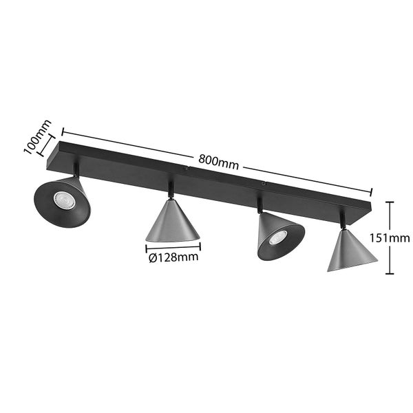 Lucande Deckenlampe Kartio (Design, Modern) in Schwarz aus Metall (4 flammig GU10) - Design Deckenleuchte Lampe Wohnzimmerleuchte