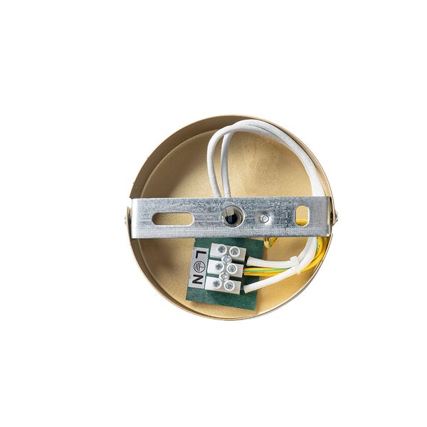 Innenansicht einer Lampenaufhängung mit elektrischen Anschlüssen