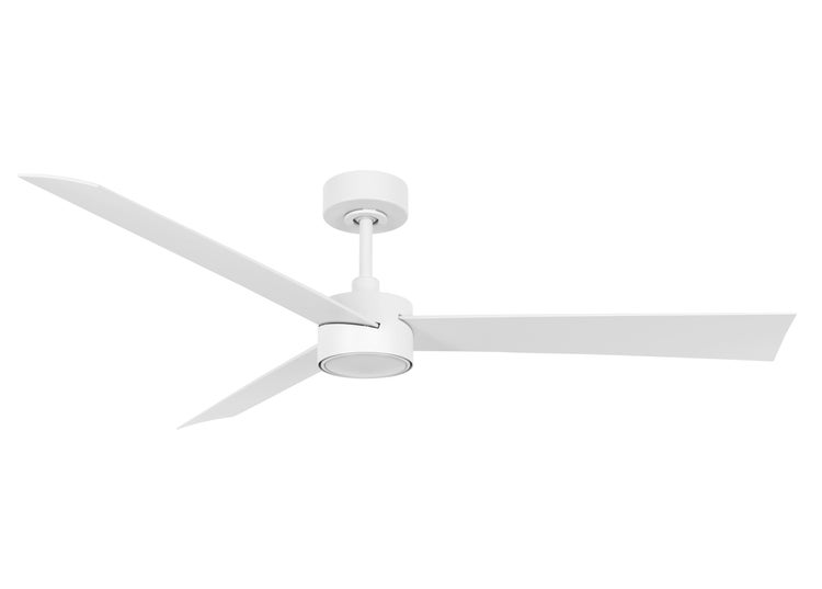 Deckenventilator mit drei Flügeln und integrierter Beleuchtung für eine effiziente Raumluftzirkulation.
