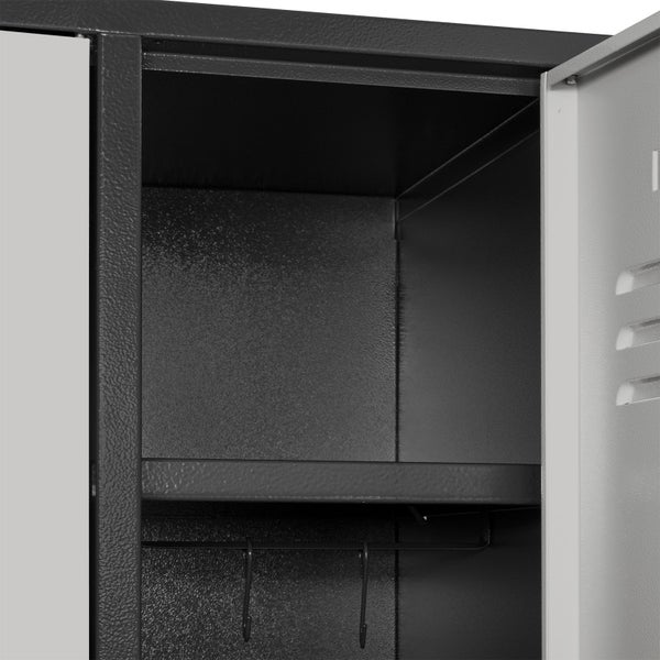 PROREGAL Garderobenschrank Ermine mit 2 Türen | HxBxT 178x60x50cm | Anthrazitgrau/Lichtgrau | Spind, Aufbewahrungsspind, Arbeitsschrank