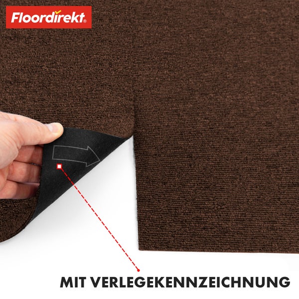 FLOORDIREKT Teppichfliese Moscow - Selbstliegend - 50 x 50 cm - Dunkelbraun