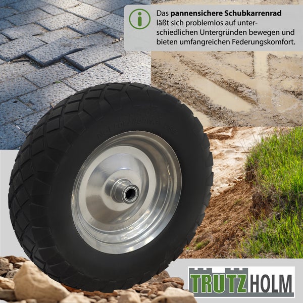 Pannensicheres Schubkarrenrad von Trutzholm mit Metallfelge für verschiedene Untergründe