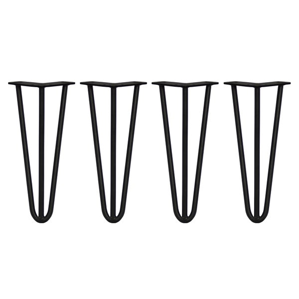 4 x 30.5cm Hairpin Tischbeine 3 Streben - 12mm - Schwarz