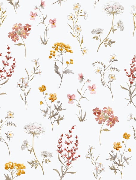 Sanders und Sanders Tapete Blumen Weiß, Terrakotta und Gelb - 53 cm x 10 m - 640169