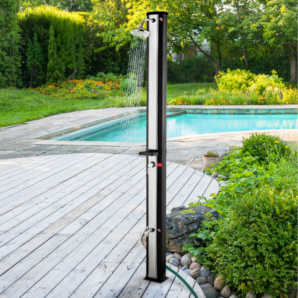 holz4home Solardusche mit Wasserspeicher für Garte Pool und Camping Gartendusche Inklusive Schutzhülle 40 Liter
