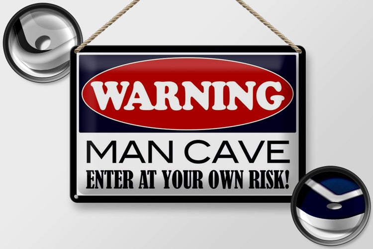 Blechschild Hinweis 30x20cm Warning Man Cave enter at your