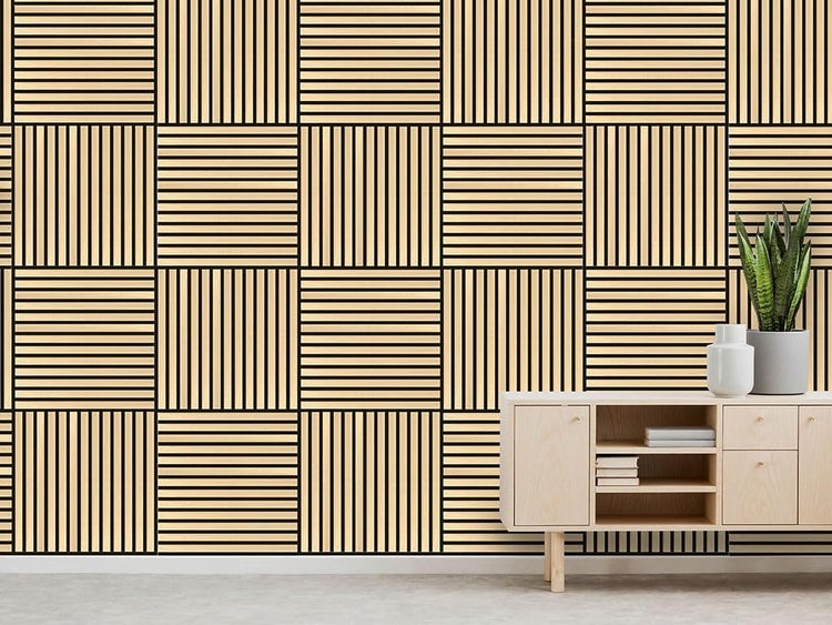 Leichte Lamellen - 3d Paneele 1mm Holz & 9mm PET Filz Wandpaneele Deckenpaneele Dekoren & Schalldämmung (11000A) 52x52cm - 0,27m²