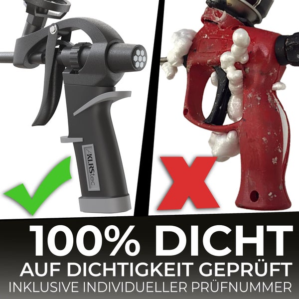 KLRStec® PROFESSIONAL PU Schaumpistole Teflon beschichtet (PTFE) - Profi Montagepistole I Bauschaumpistole mit Einhandjustierung (1k & 2k 750ml) inkl. Zubehör