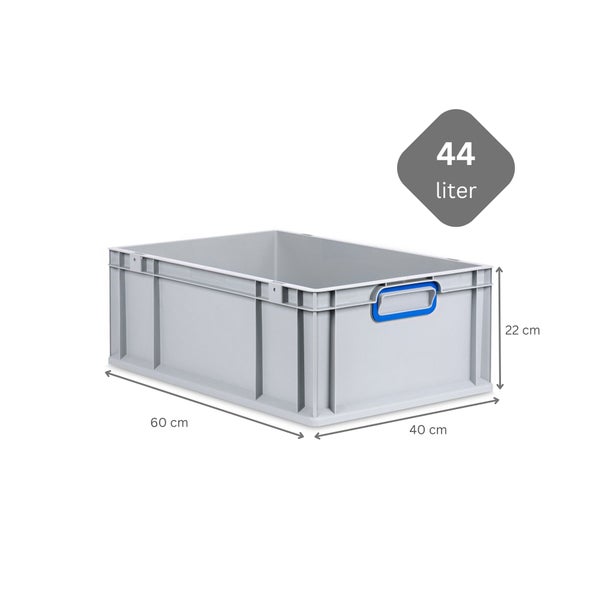 PROREGAL Spar Set 4x Eurobox Nextgen Color Mit Auflagedeckel & Schiebeschnappverschlüsse HxBxT 22 x 40 x 60 cm Griffe Blau Verstärkter Boden