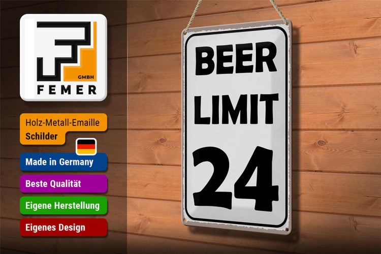 Blechschild Spruch 20x30cm BEER Limit 24 Bier