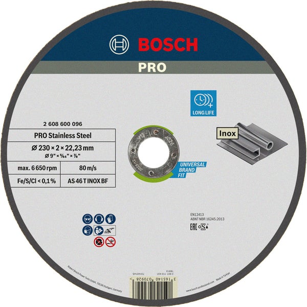 Bosch PRO Stainless Steel Trennscheibe 230 x 2 x 22,23 mm - 2608600096