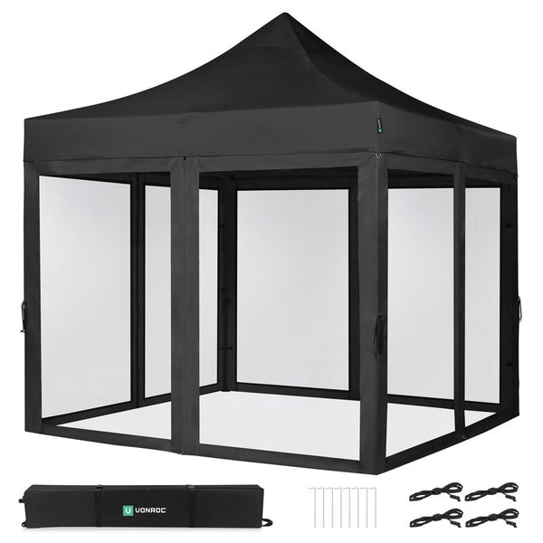 VONROC Pavillon 3x3m wasserdicht stabil - Partyzelt EasyUp System [3Min Aufbau] Popup Faltpavillon modular erweiterbar als Festival Zelt, Gartenpavillon