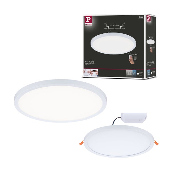 LED Einbaupanel rund mit 18 Watt Leistung, inklusive Einbaumaßen und 5 Jahren Garantie.
