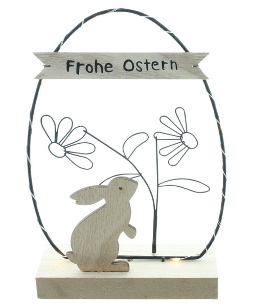 FRANK FLECHTWAREN | LED-Ei Frohe Ostern, METALL, MDF, KUNSTSTOFF, 15,5 x 6 x 21 cm