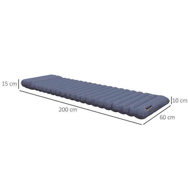 Outsunny Camping Isomatte, Luftmatratze, wasserabweisend Luftbett mit Fußpumpe, Schlafmatte mit Tragetasche für Camping, bis 80 kg belastbar, Blau