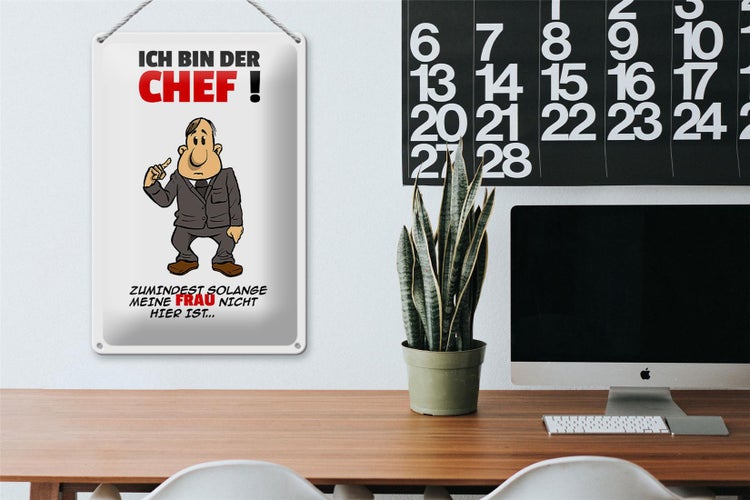 Blechschild Spruch 20x30cm Ich bin der Chef