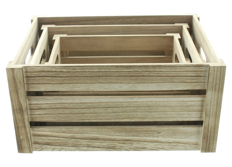 FRANK FLECHTWAREN | Holzkiste Basic, 3er Set, PAULOWNIA, 27,5 x 17,5 x 14 cm, 32,5 x 22,5 x 16 cm, 37,5 x 27,5 x 18 cm